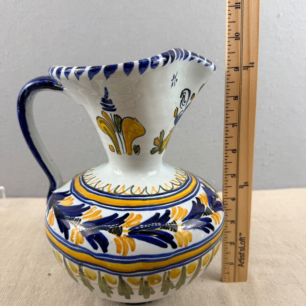 Vintage Spanish Majolica Art Pottery Pitcher Signed VE Monogram Espana - Picture 12 of 13
